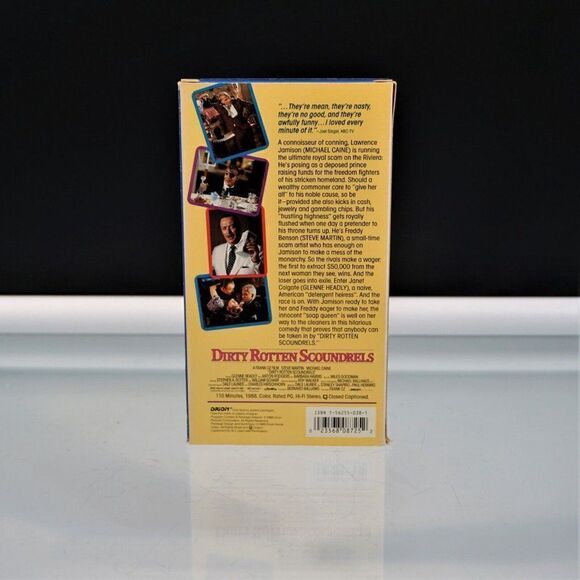 Dirty Rotten Scoundrels VHS Tape Steve Martin Michael Caine 1989 Orion Movie - Picture 3 of 4